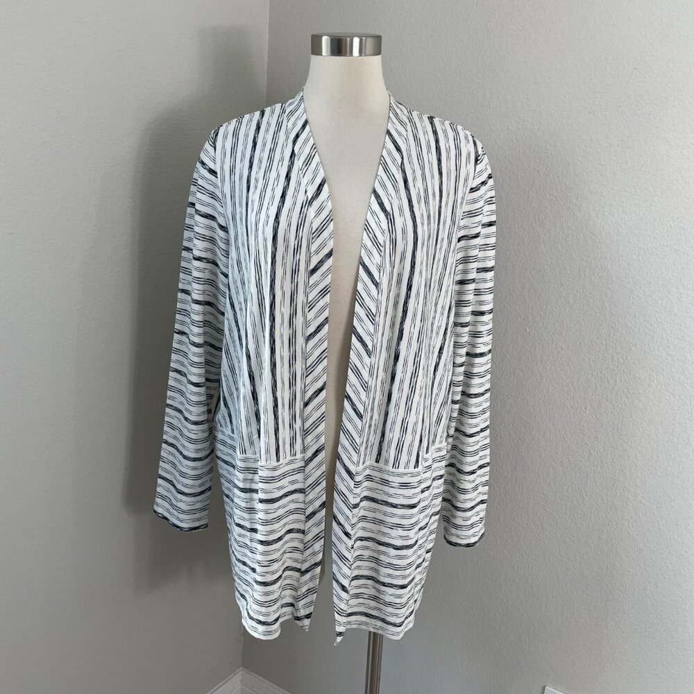 J Jill Wearever‎ Collection Womens XL Open Front Striped Cardigan Stretch